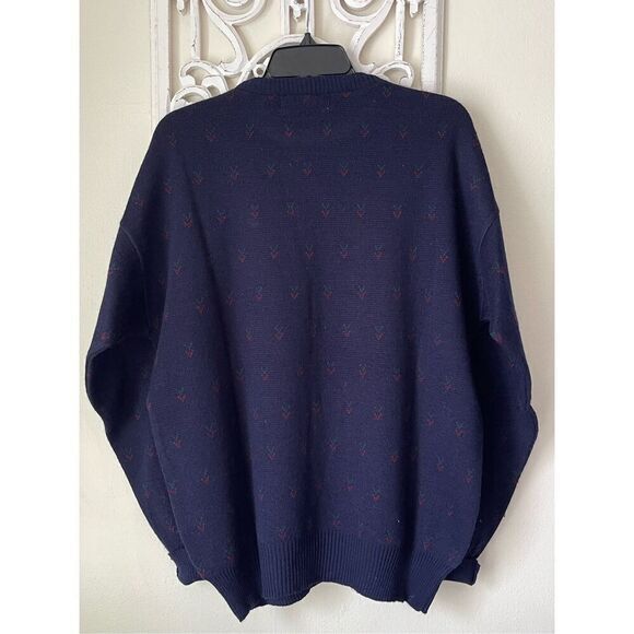 S1 90s Vintage John Ashford Grandma pa Printed Oversized Sweater One Size Wool B - Picture 2 of 5